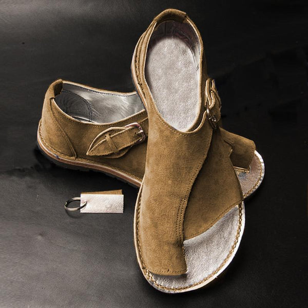 Women Fashion Buckle Suede Summer Flat Sandals