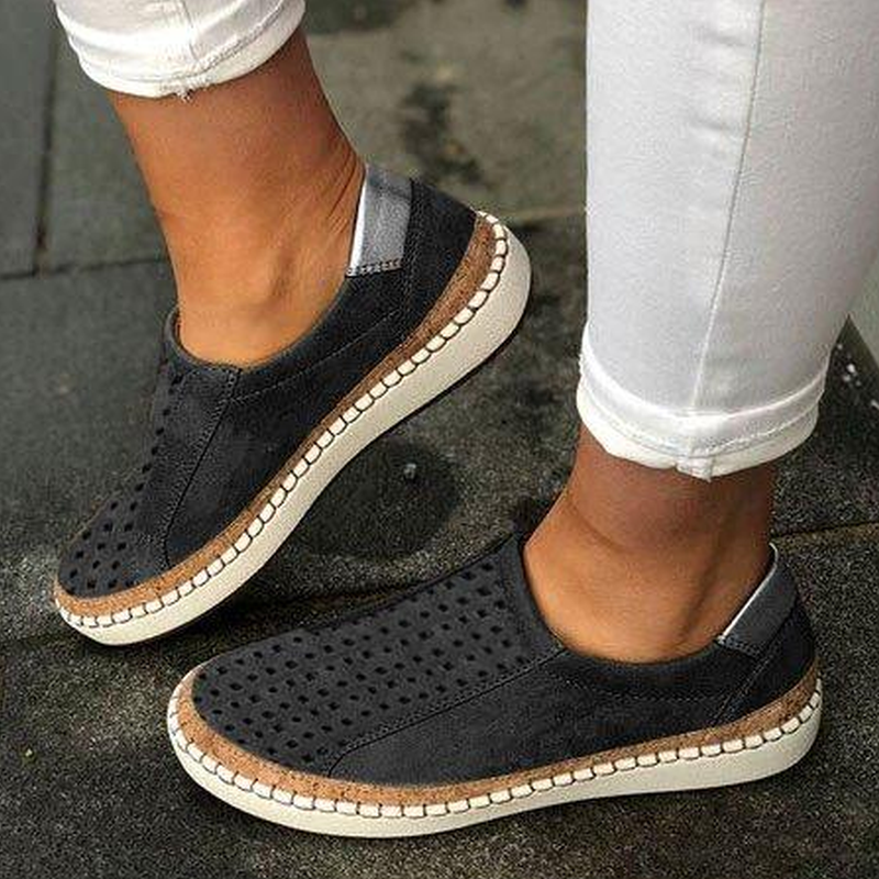 Women Flat Heel Casual Shoes PU Elastic Band Daily Sneakers