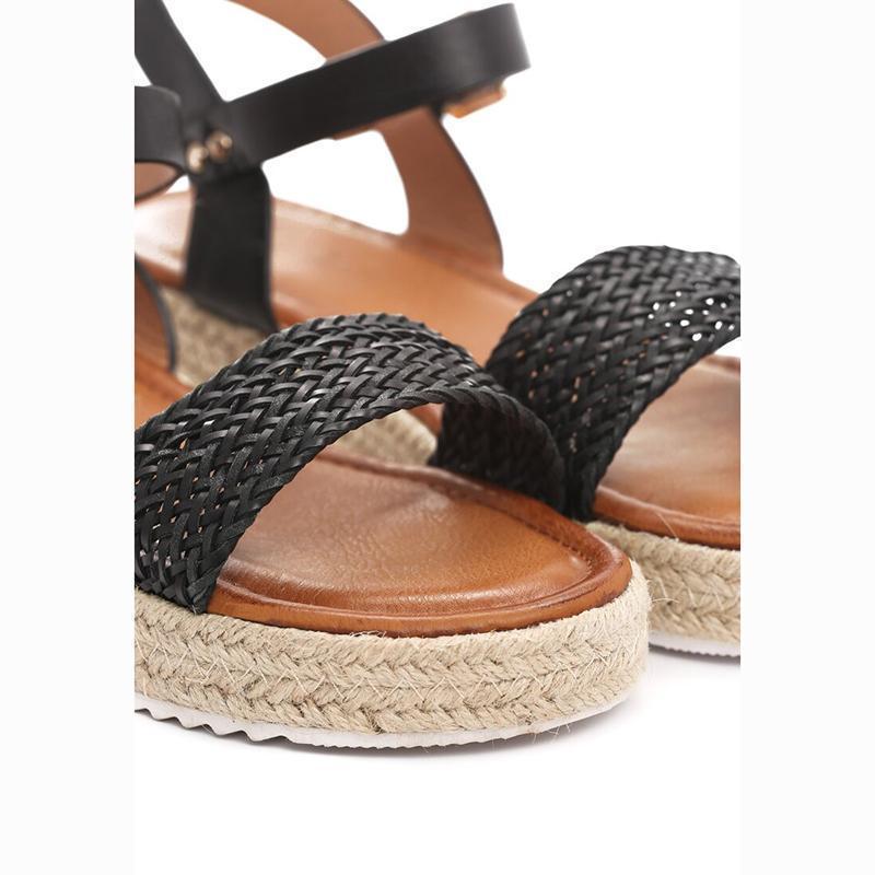 Women Flat Heel Buckle Espadrille Sandals Open Toe Casual Shoes