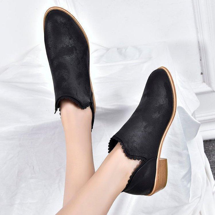 Women Booties Slip On Low Heel Ankle Plus Size Shoes