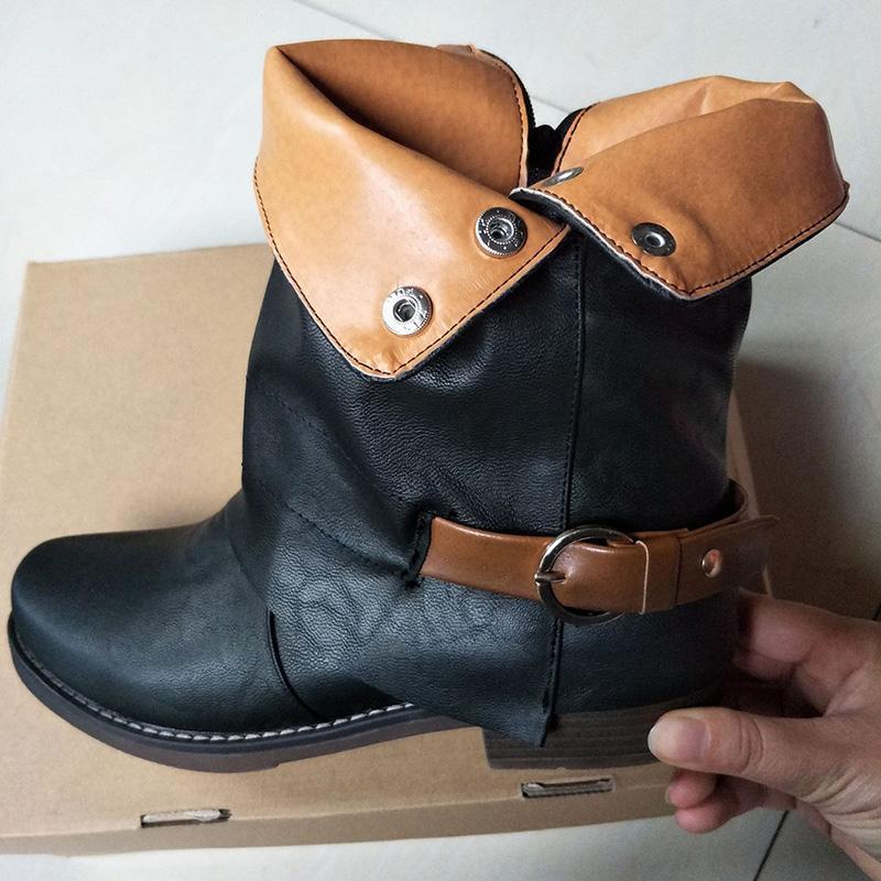 Women Daily Zipper Winter Low Heel Plus Size Boots